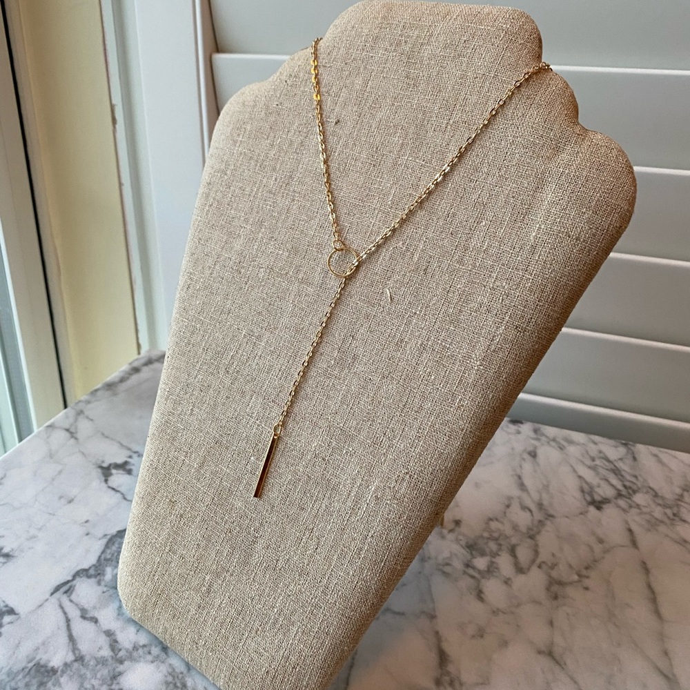 Circle and Bar Necklace in Gold